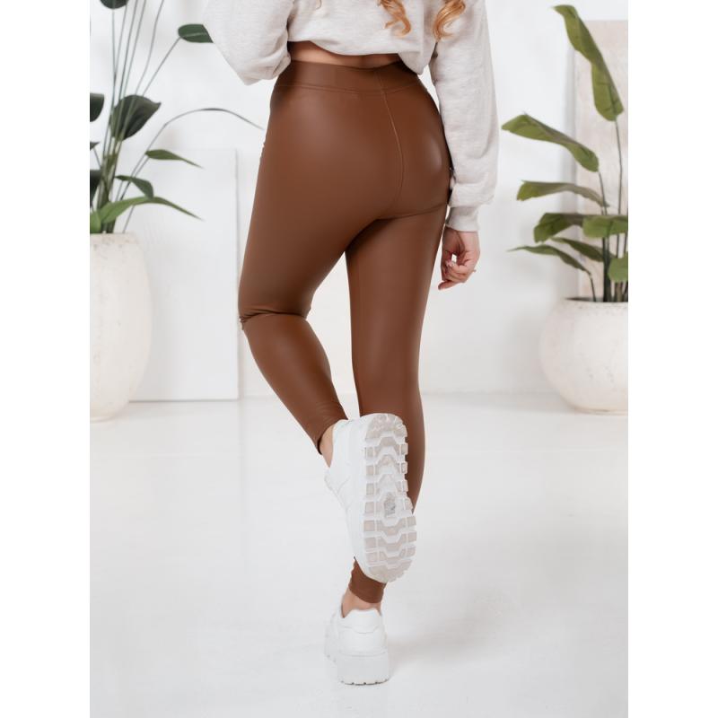 Dámske legíny voskované hnedé