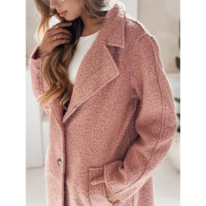 Dlhý dámsky kožuch, ružový