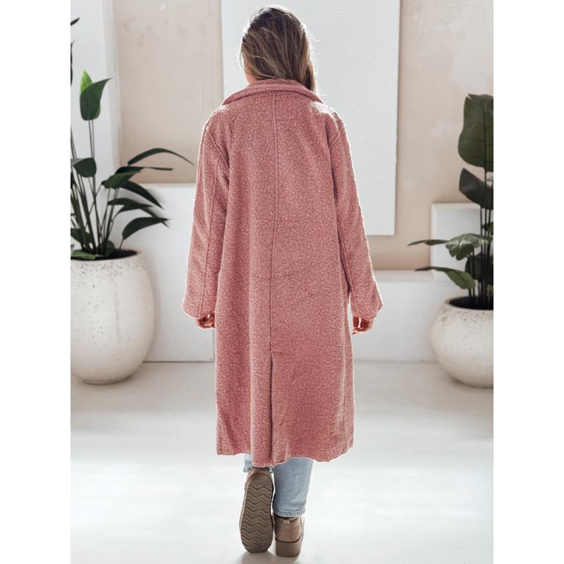 Dlhý dámsky kožuch, ružový