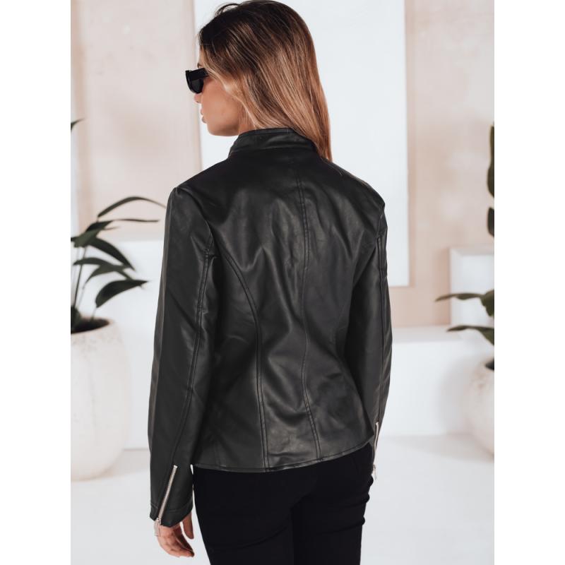 Dámska kožená bunda čierna