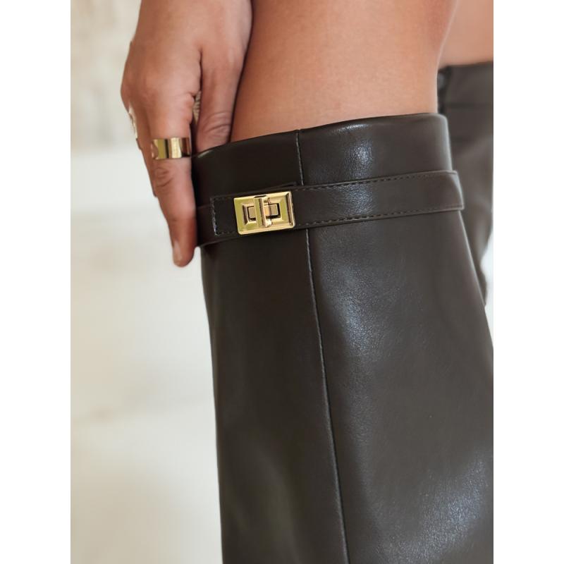 Kozačky s širokým svrškem hnědé