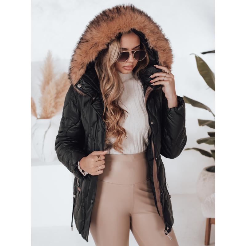 Dámska zimná bunda LUMORE s kapucňou, čierna