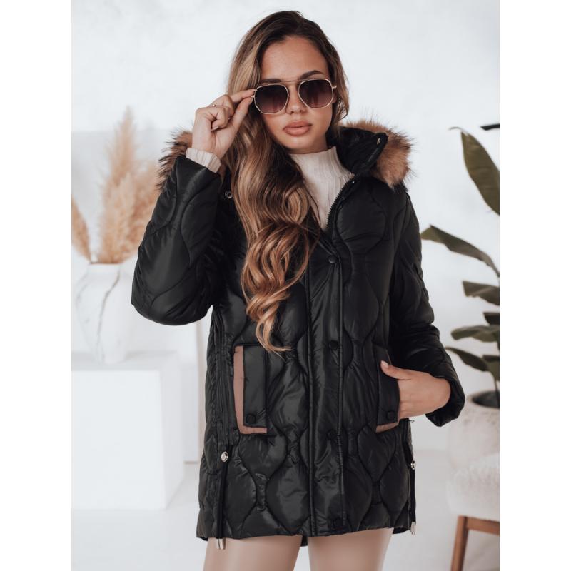 Dámska zimná bunda LUMORE s kapucňou, čierna