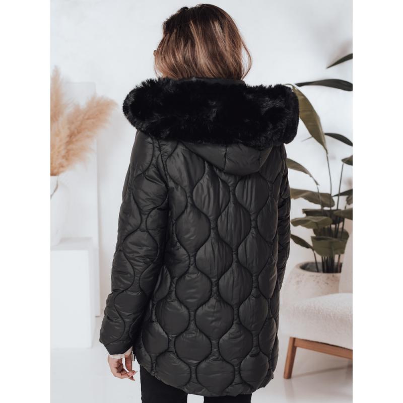 Dámska zimná prešívaná bunda LUMORE s kapucňou čierna