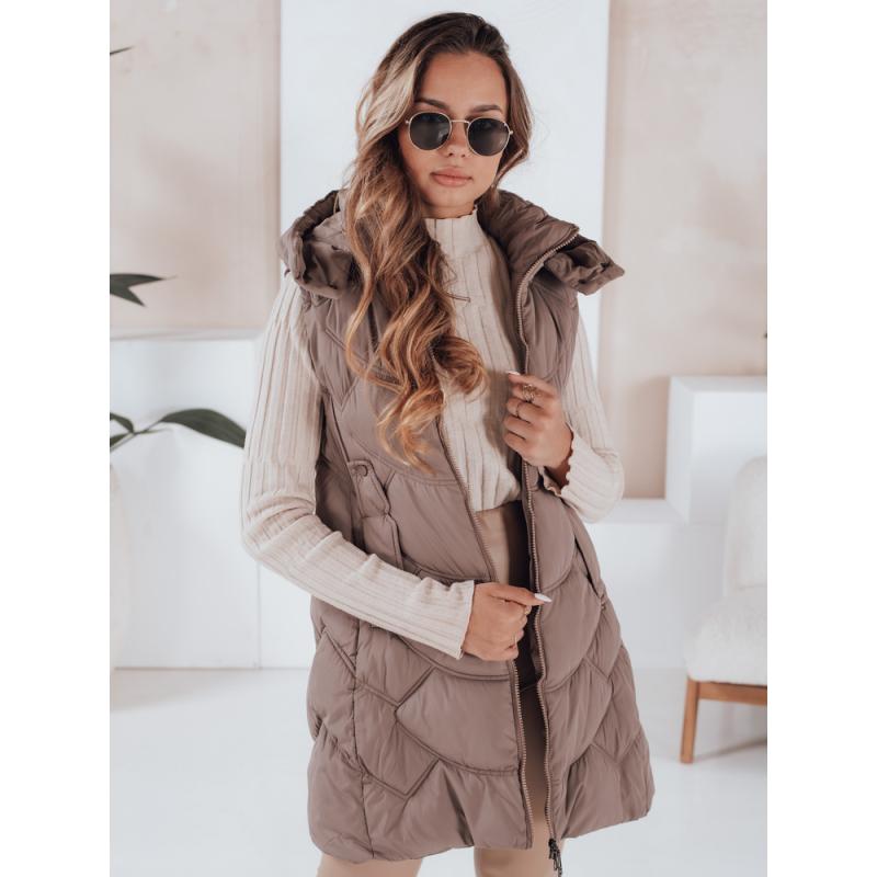 Dámska prešívaná vesta s izoláciou, latte