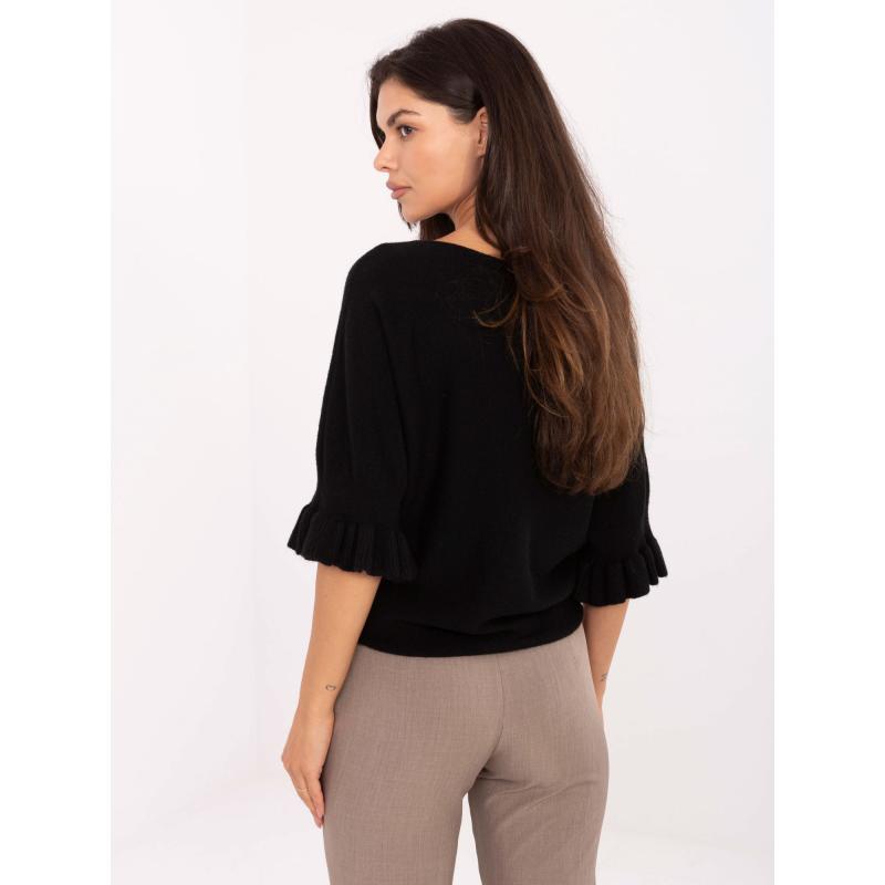 Fluoreszkáló zöld klasszikus pulóver kerek nyakkivágással