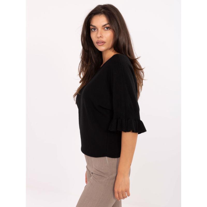 Fluoreszkáló zöld klasszikus pulóver kerek nyakkivágással