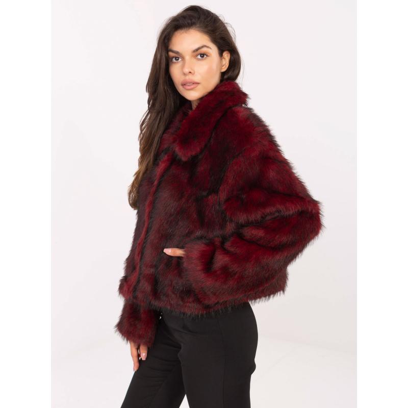 Bordó szőrme kabát zsebekkel RUE PARIS