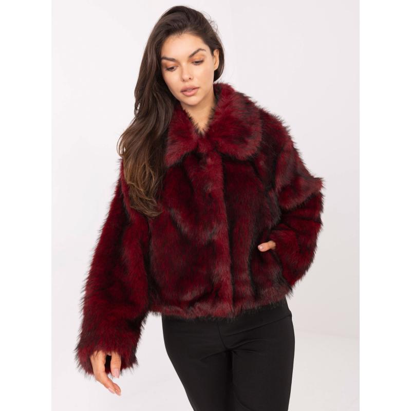Bordó szőrme kabát zsebekkel RUE PARIS