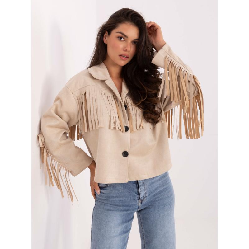 Béžová kovbojská bunda s gombíkmi