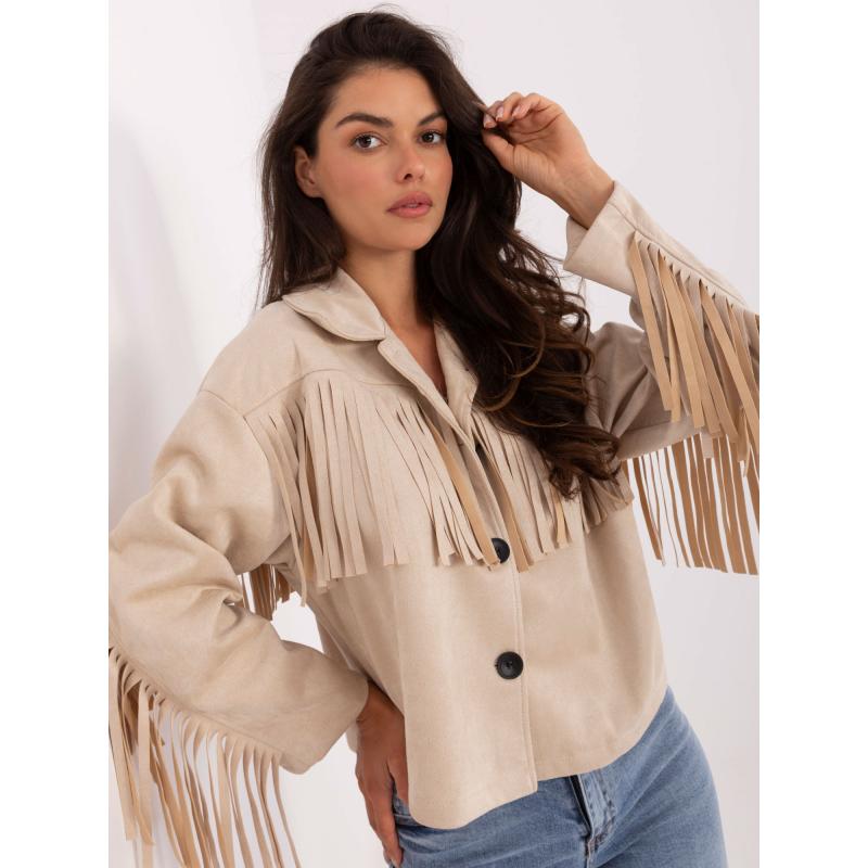 Béžová kovbojská bunda s gombíkmi