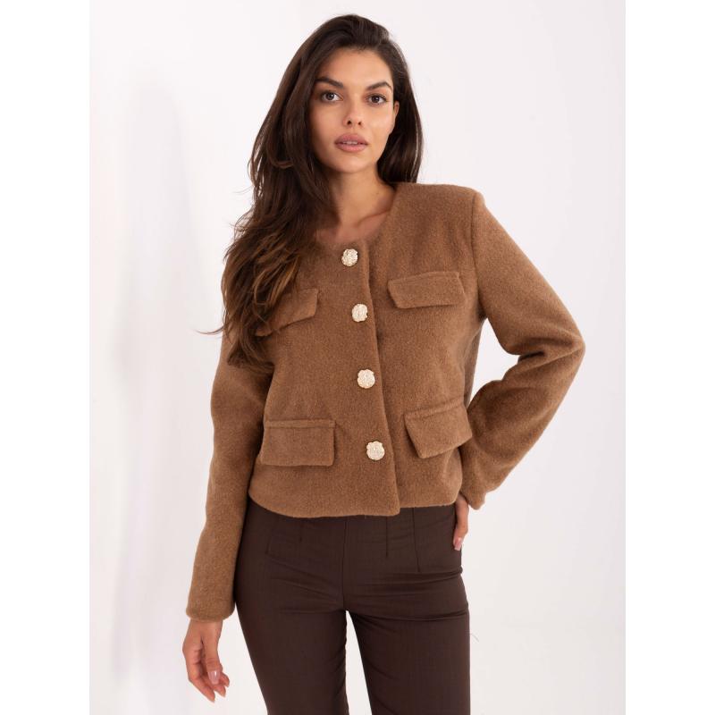 Camelová bunda s imitáciou vreciek RUE PARIS