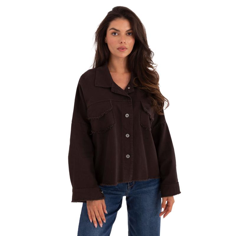 Sötétbarna farmerdzseki zsebekkel RUE PARIS