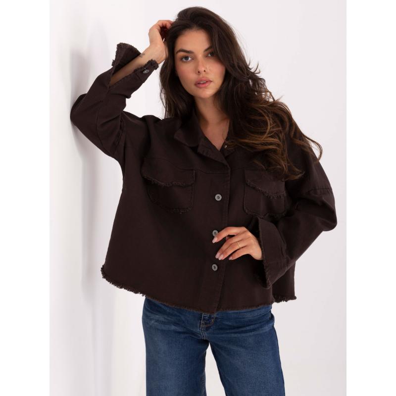 Sötétbarna farmerdzseki zsebekkel RUE PARIS