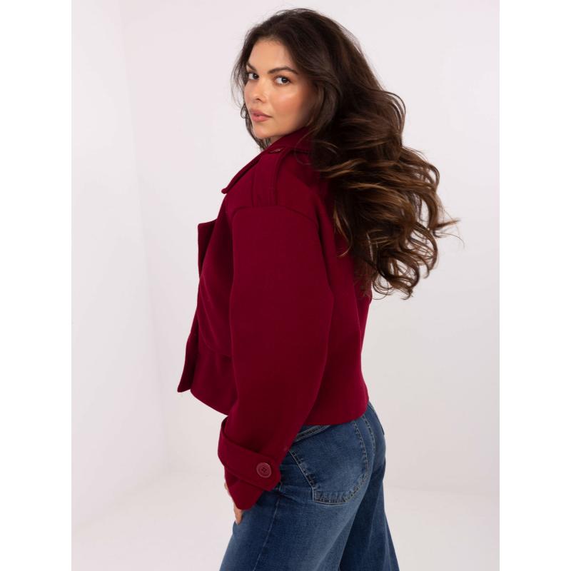 Burgundský krátky kabát s podšívkou RUE PARIS