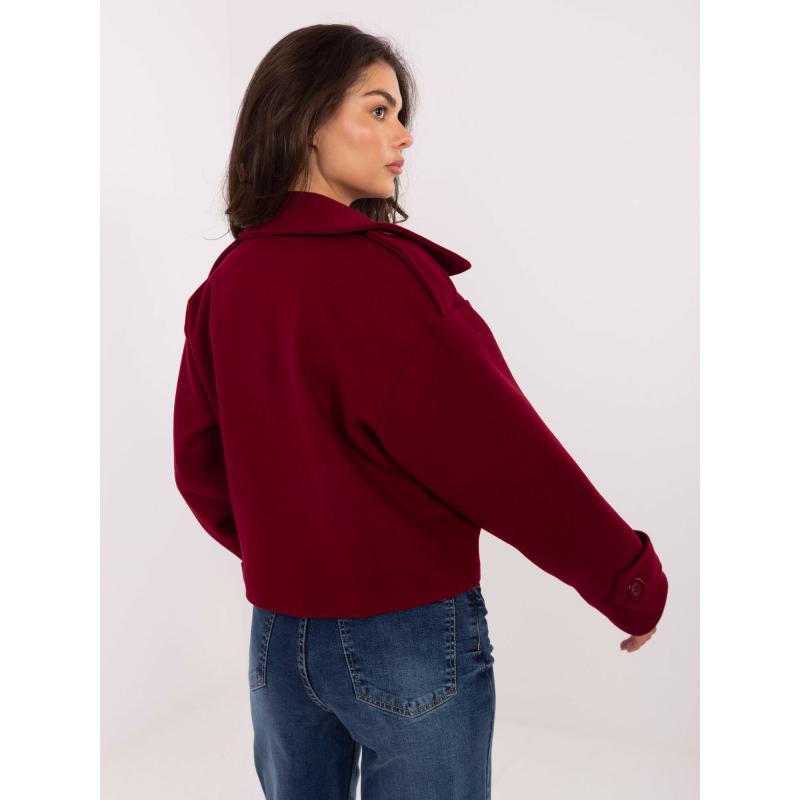 Burgundský krátky kabát s podšívkou RUE PARIS