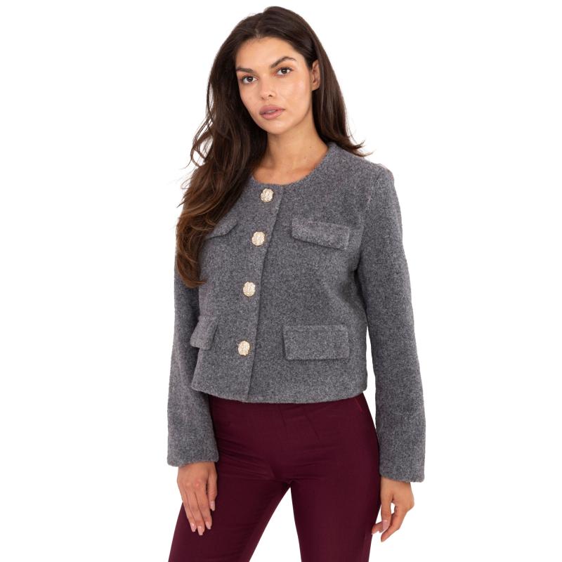 Tmavošedá elegantná bunda s podšívkou RUE PARIS