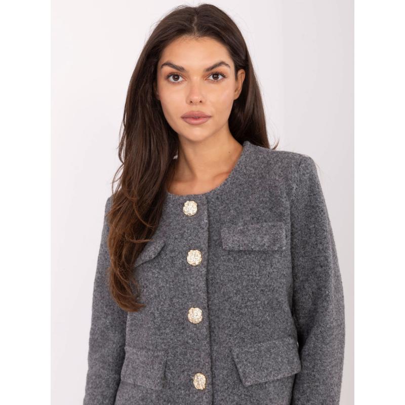 Tmavošedá elegantná bunda s podšívkou RUE PARIS
