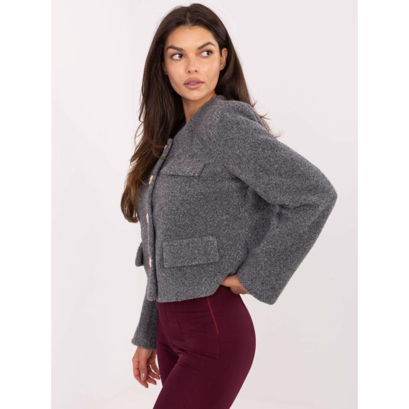 Tmavošedá elegantná bunda s podšívkou RUE PARIS