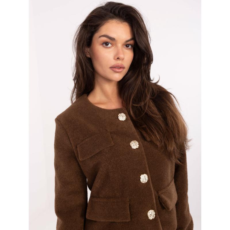 Hnedá bunda z hrubšieho materiálu RUE PARIS