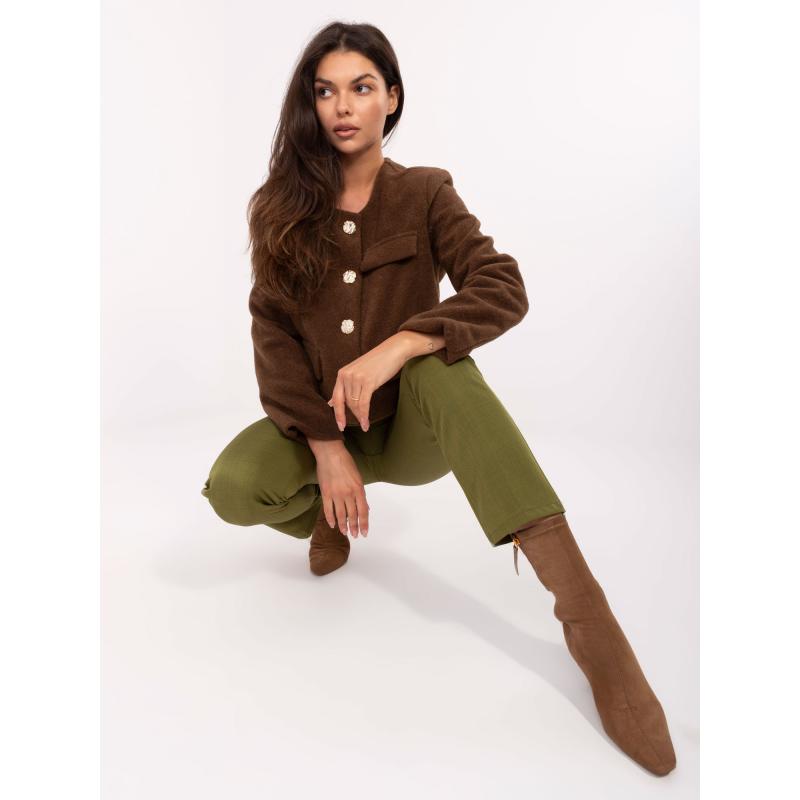 Hnedá bunda z hrubšieho materiálu RUE PARIS