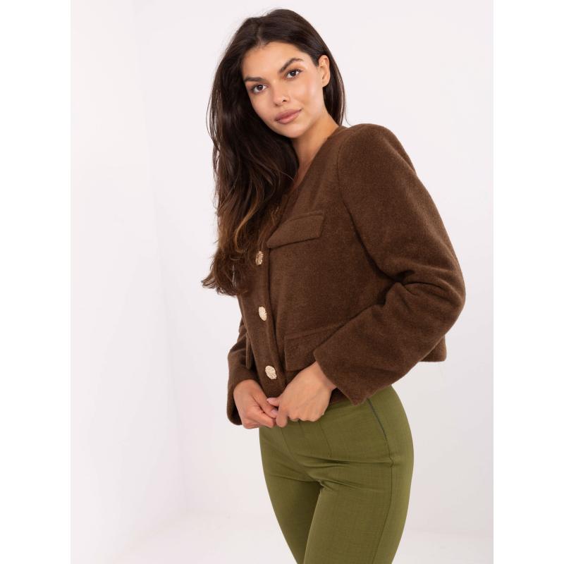 Hnedá bunda z hrubšieho materiálu RUE PARIS