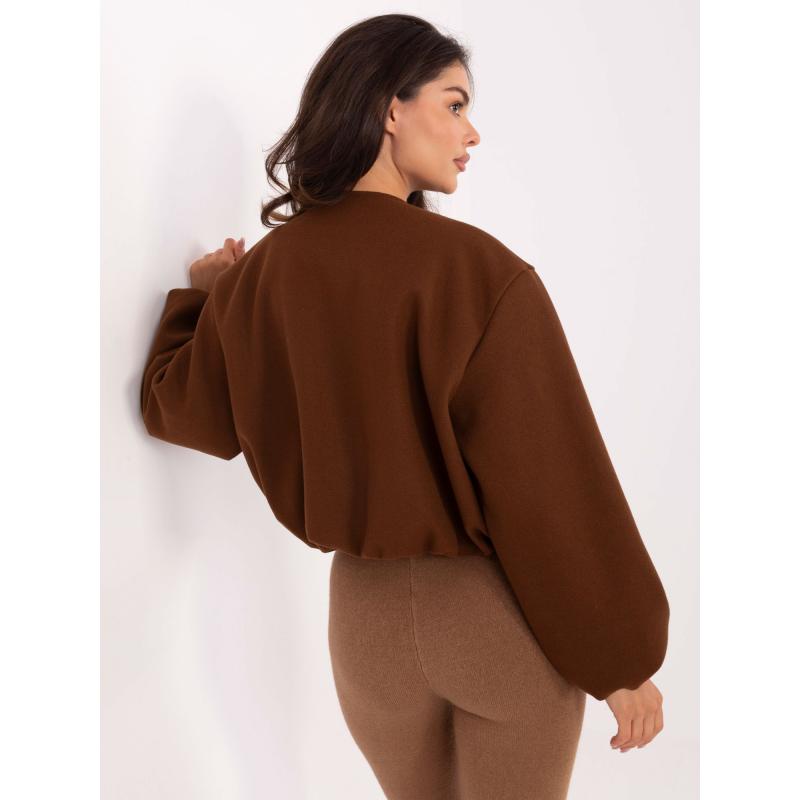 Hnědá bunda s nafouknutými rukávy RUE PARIS