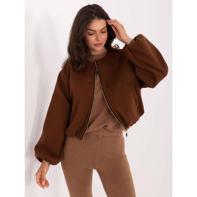 Hnědá bunda s nafouknutými rukávy RUE PARIS
