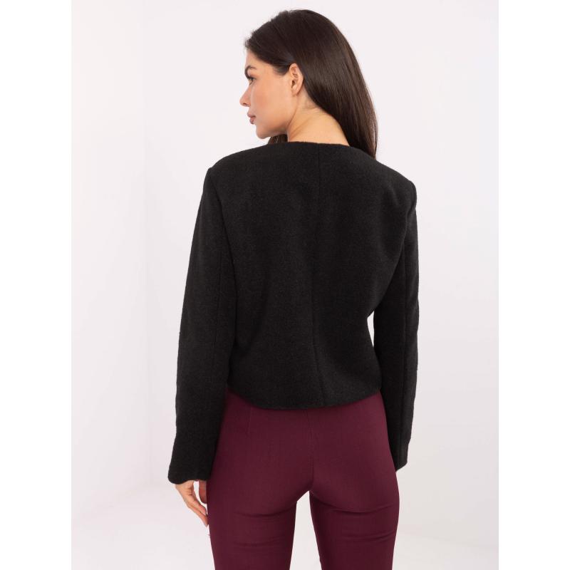 Černý krátký kabát s imitací kapes RUE PARIS