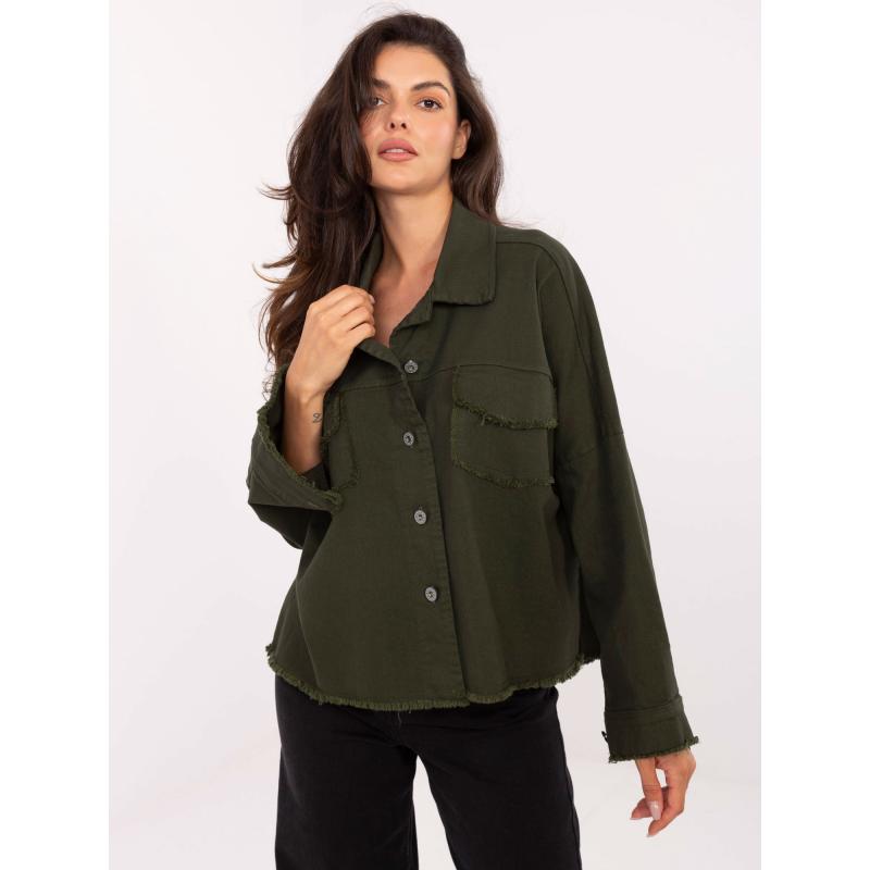 Khaki oversized džínsová bunda RUE PARIS