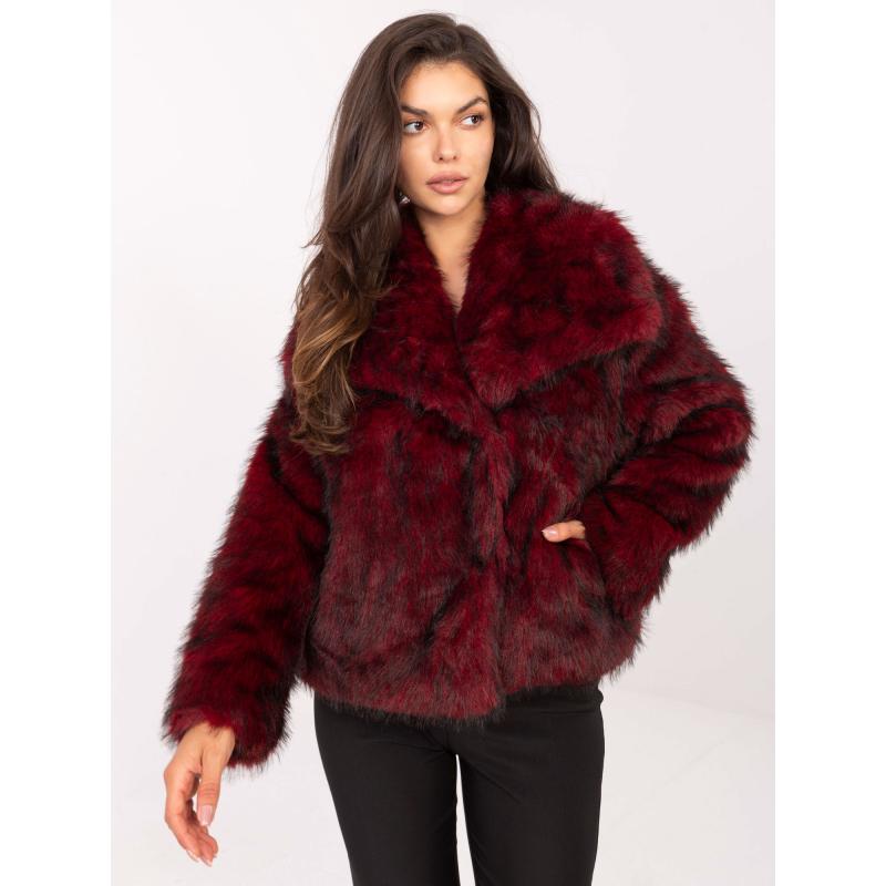 Bordó bőrdzseki zsebekkel RUE PARIS