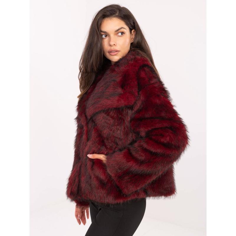 Bordó bőrdzseki zsebekkel RUE PARIS