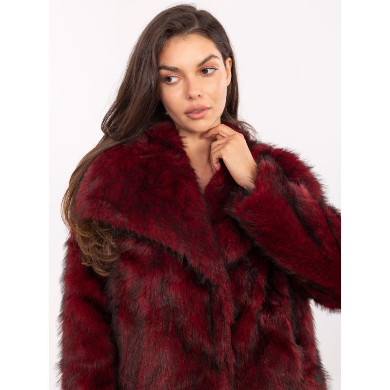 Bordó bőrdzseki zsebekkel RUE PARIS