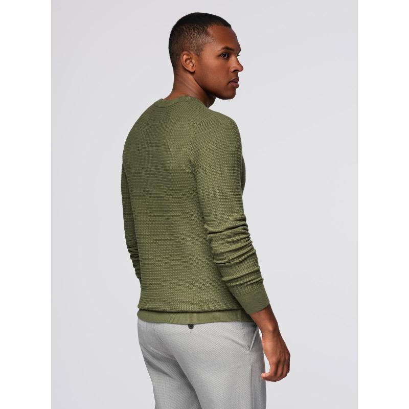 Férfi laza pulóver vízszintes csíkokkal – sötétkék V1 OM-SWSW-0143