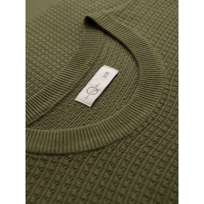 Férfi laza pulóver vízszintes csíkokkal – sötétkék V1 OM-SWSW-0143