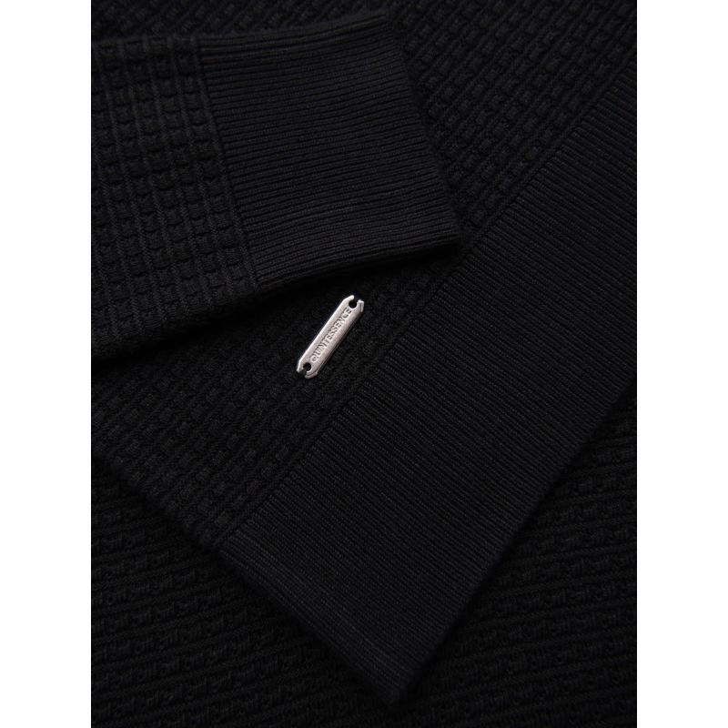 Férfi kényelmes pulóver vízszintes csíkokkal – sötétkék V1 OM-SWSW-0143