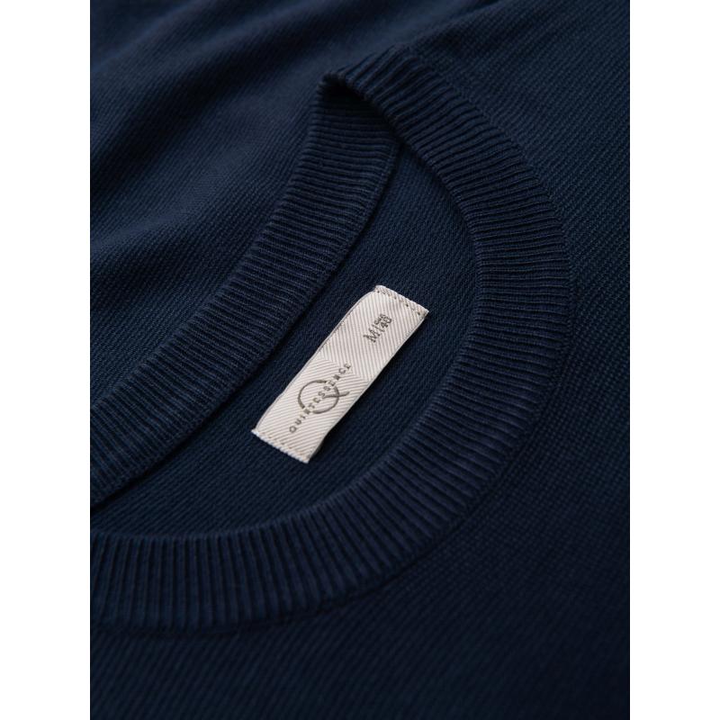 Férfi pulóver kerek nyakú, rugalmas kötésű, klasszikus mintával – sötétkék V1 OM-SWSW-0183