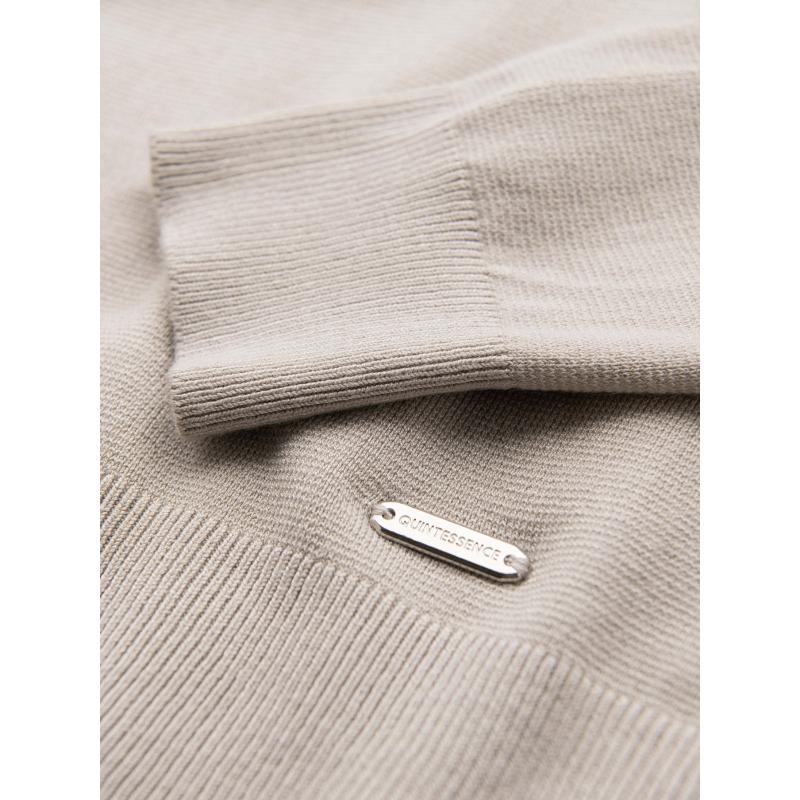 Férfi pulóver, kerek nyakkivágással, rugalmas kötött anyagból, klasszikus mintával – bézs V3 OM-SWSW-0183