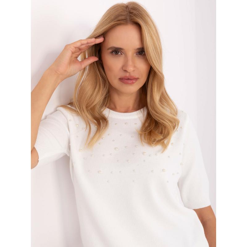 Bežový klasický svetr s výstřihem do V