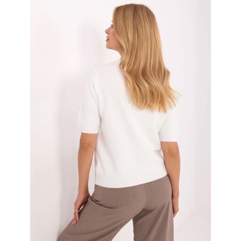 Bežový klasický svetr s výstřihem do V