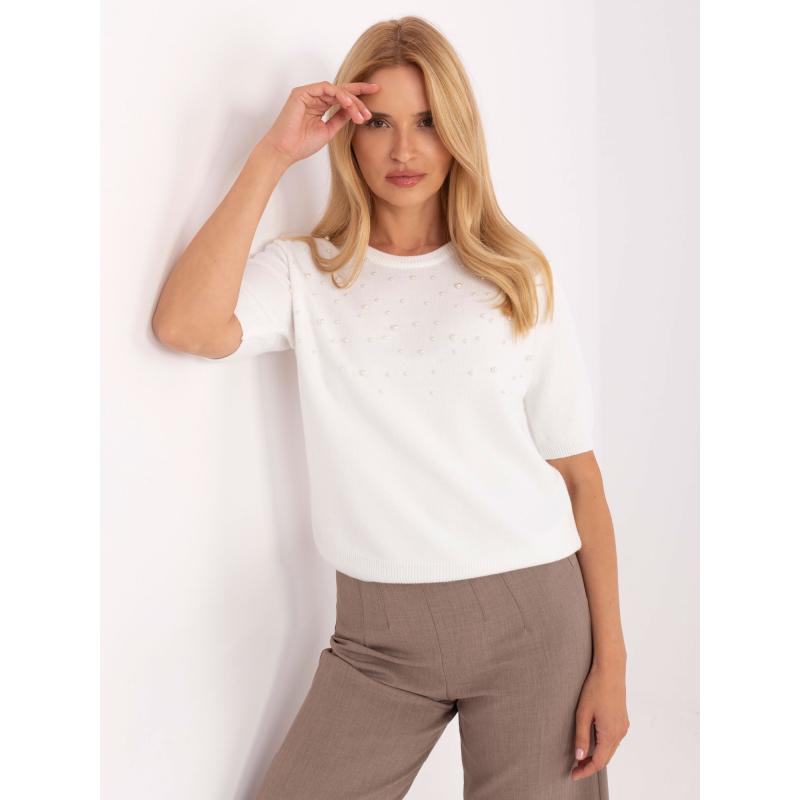 Bežový klasický svetr s výstřihem do V