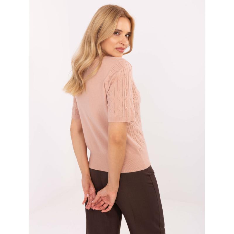 Világoskék női pulóver rugalmas mandzsettával