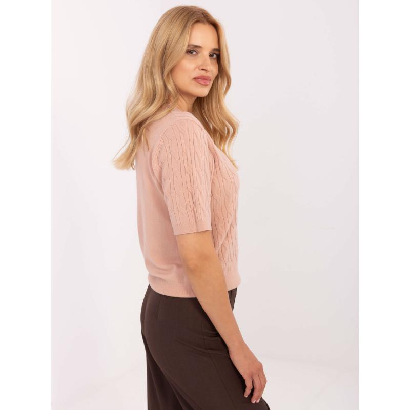 Világoskék női pulóver rugalmas mandzsettával