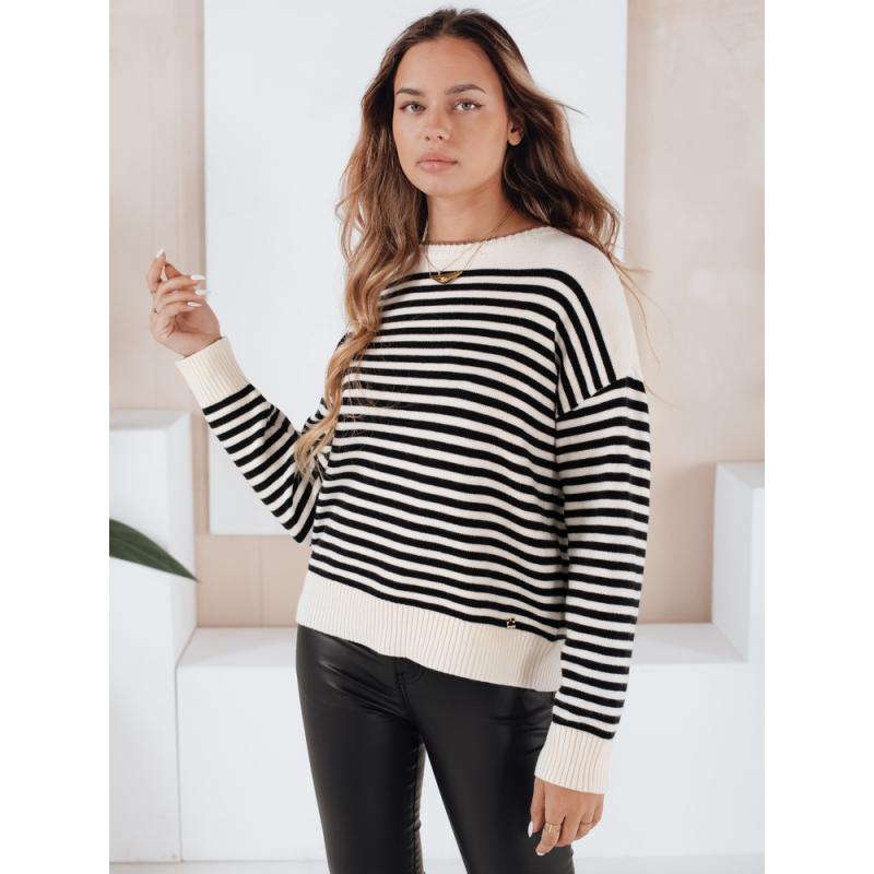 Dámska pruhovaná mikina ELVARA, béžová