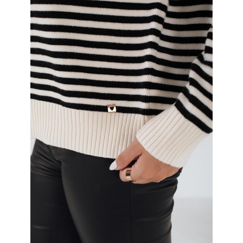 Dámska pruhovaná mikina ELVARA, béžová