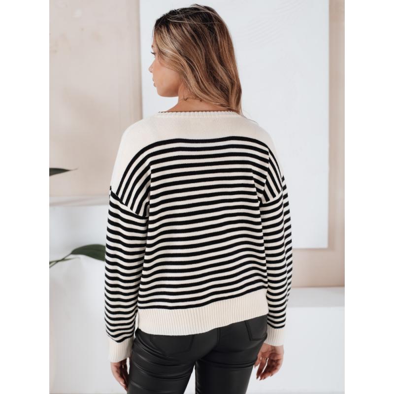 Dámska pruhovaná mikina ELVARA, béžová