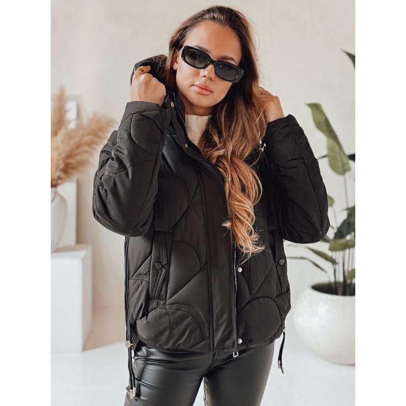Dámská zimní bunda LOVEWARM krátká prošívaná s kapucí černá