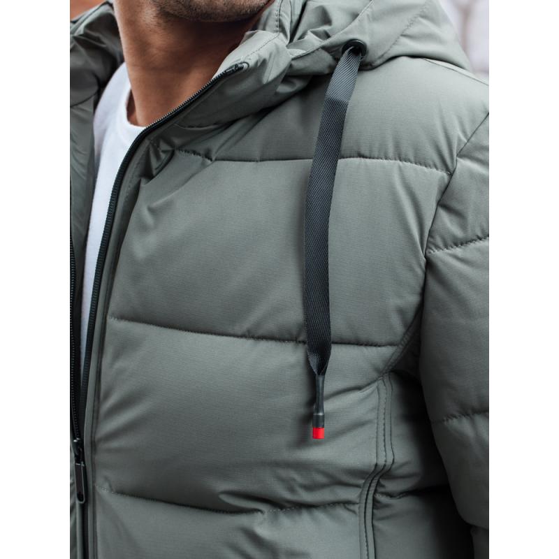 Pánská zimní prošívaná bunda s kapucí šedá