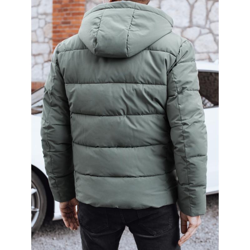 Pánská zimní prošívaná bunda s kapucí šedá