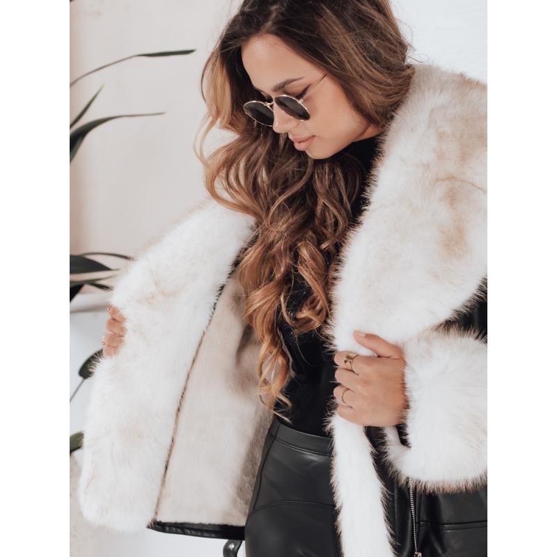 Dámská zimní bunda ramoneska s kožešinou černá